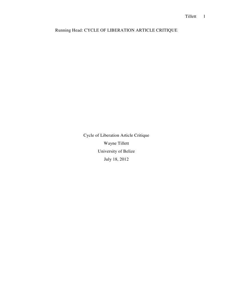 Harro's Cycle of Liberation Critique | PDF | Institution ...