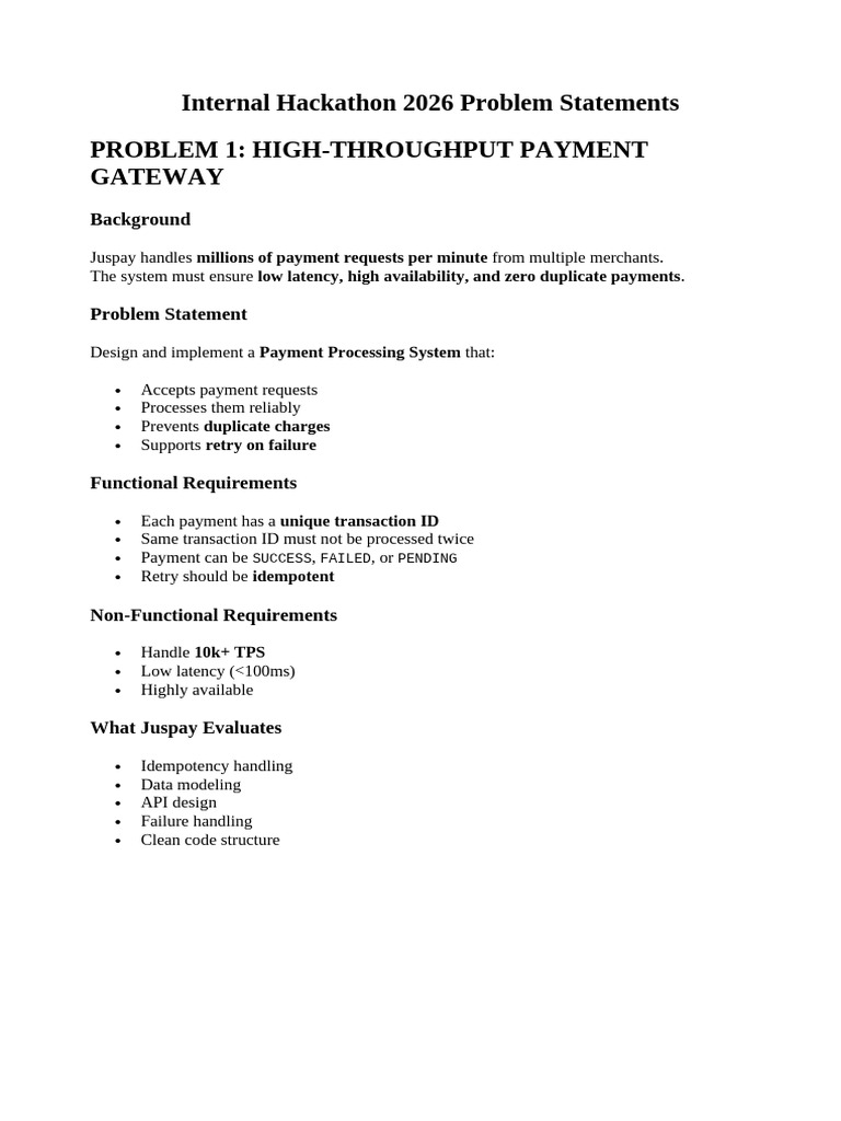Internal Hackathon 2026 Problem Statements | PDF