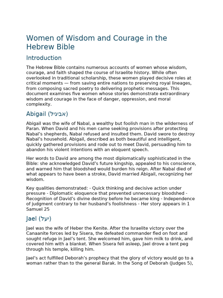 Women of Wisdom and Courage in The Hebrew Bible | PDF | Old Testament ...