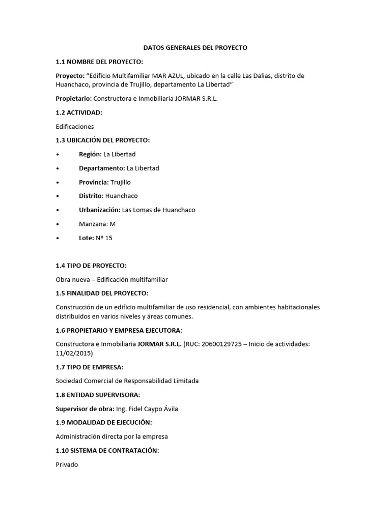 Datos Generales Del Proyecto | PDF | edificio