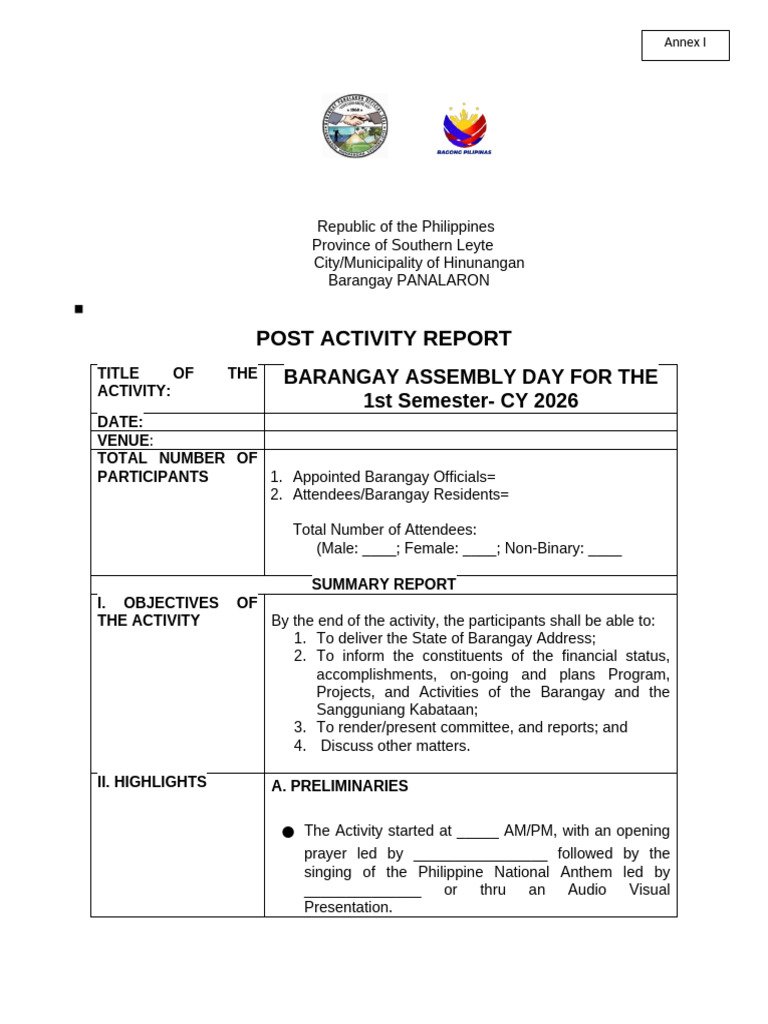 Annex I - Post Activity Report Template | PDF