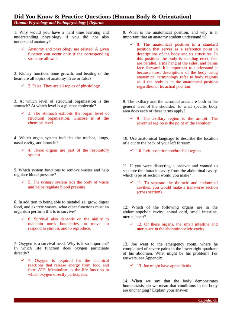 Chapter 1 (The Human Body) | PDF | Abdomen | Anatomy