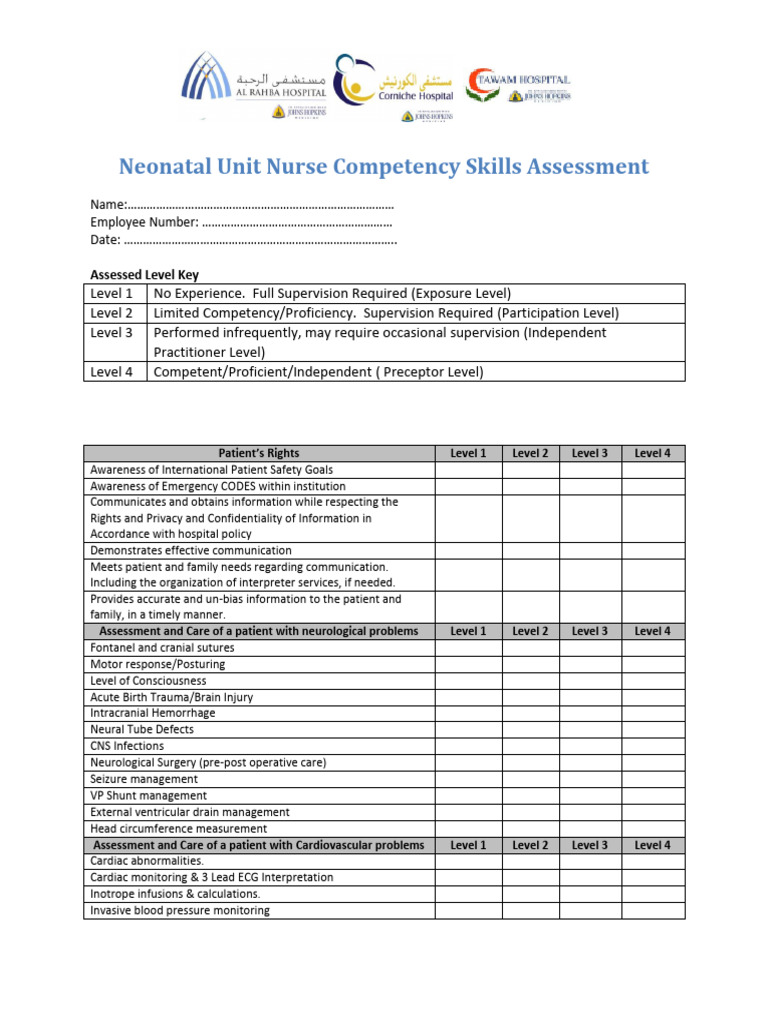 Neonatal Nurse Competency Skills Assessment | PDF | Respiratory System ...