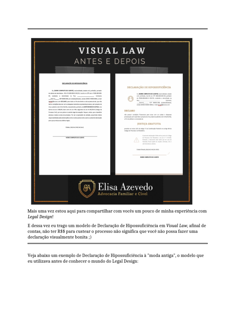 Modelo Declaracao de Hipossuficiencia em Visual Law | PDF