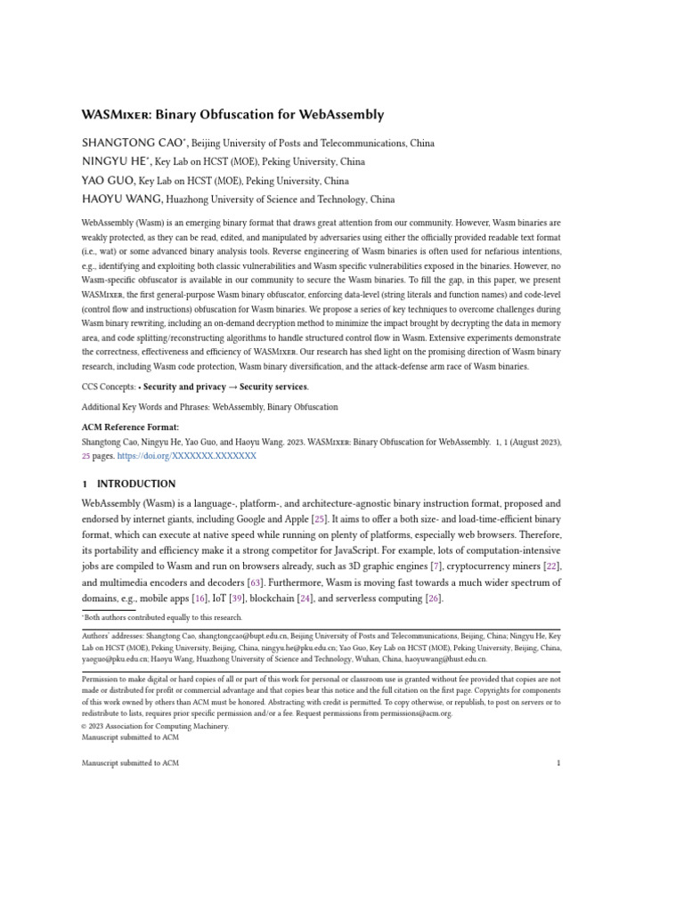 Wasmixer: Binary Obfuscation For Webassembly: Shangtong Cao | PDF ...