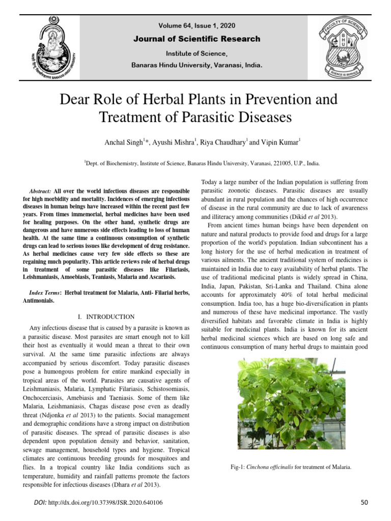 Dear - Role - of - Herbal - Plants - in - Prevention 2 | PDF | Malaria ...