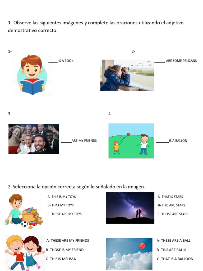 Ejercicios de Adjetivos Demostrativos | PDF