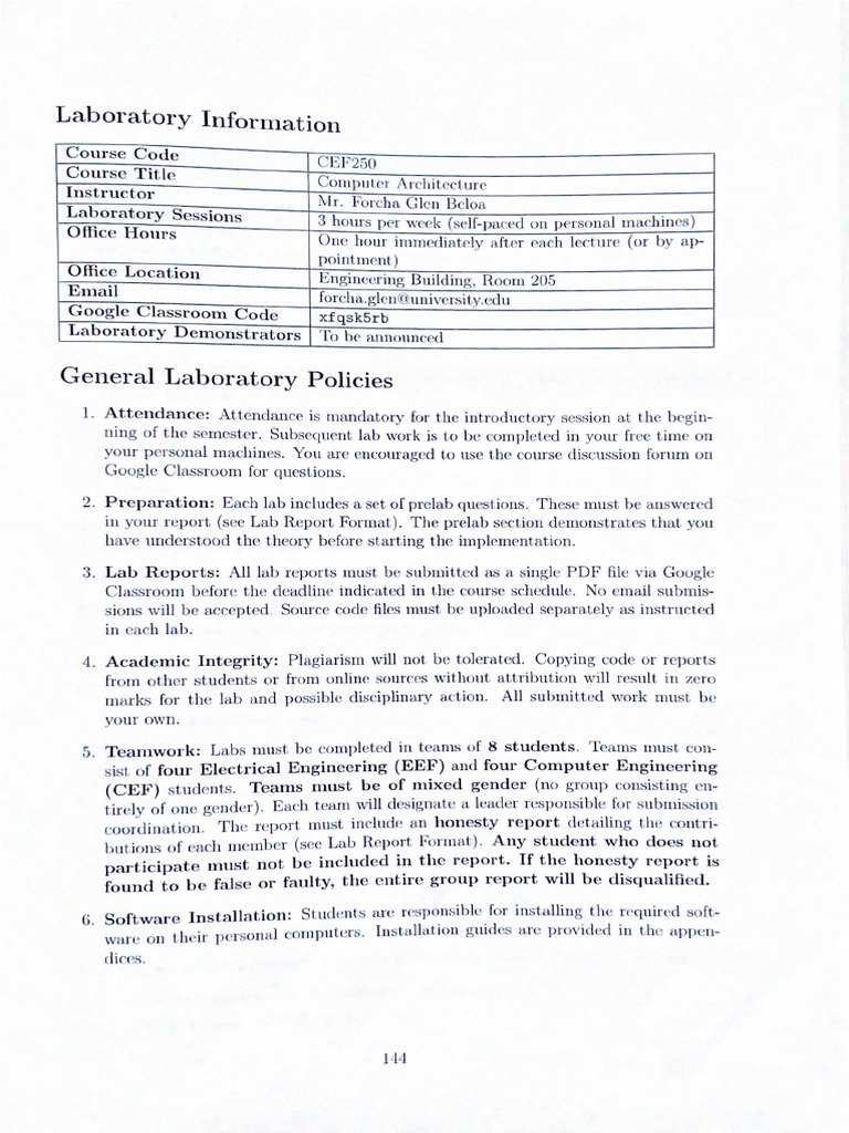 Lab Information and Policies | PDF