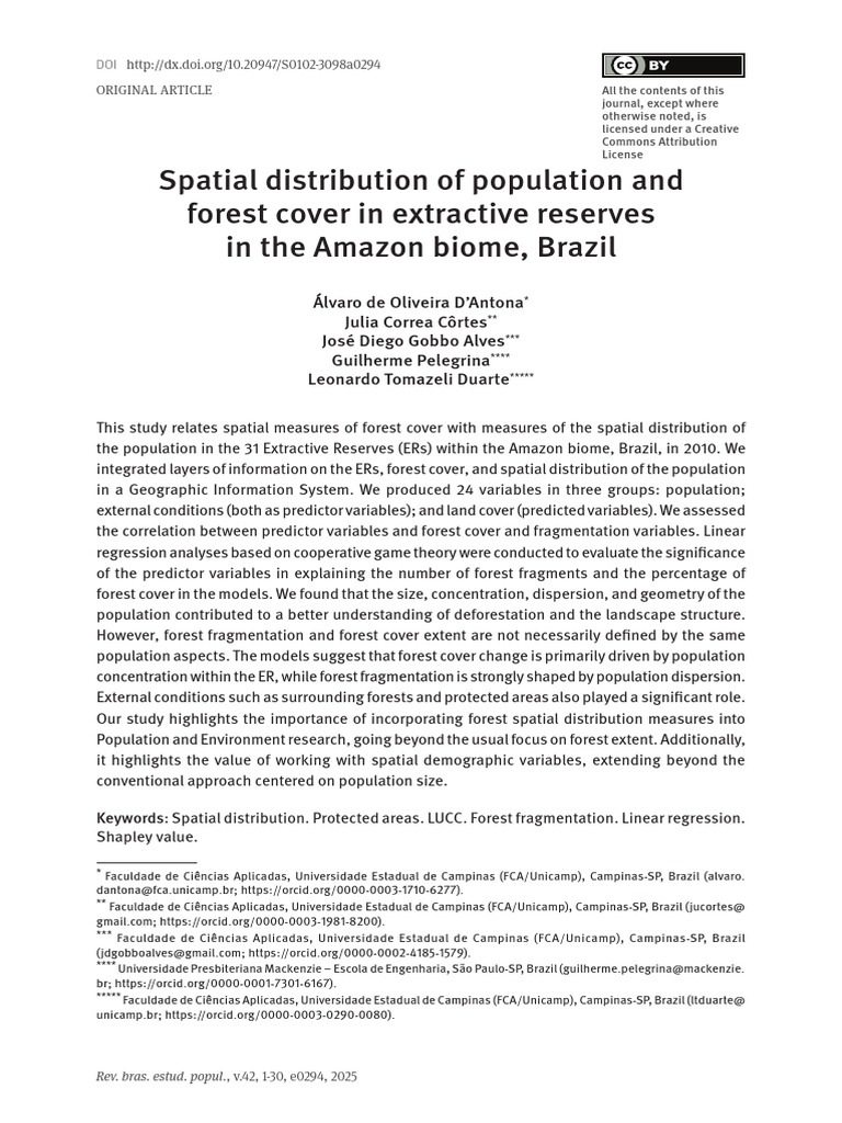 Spatial Distribution of Population and Forest Cover in Extractive ...