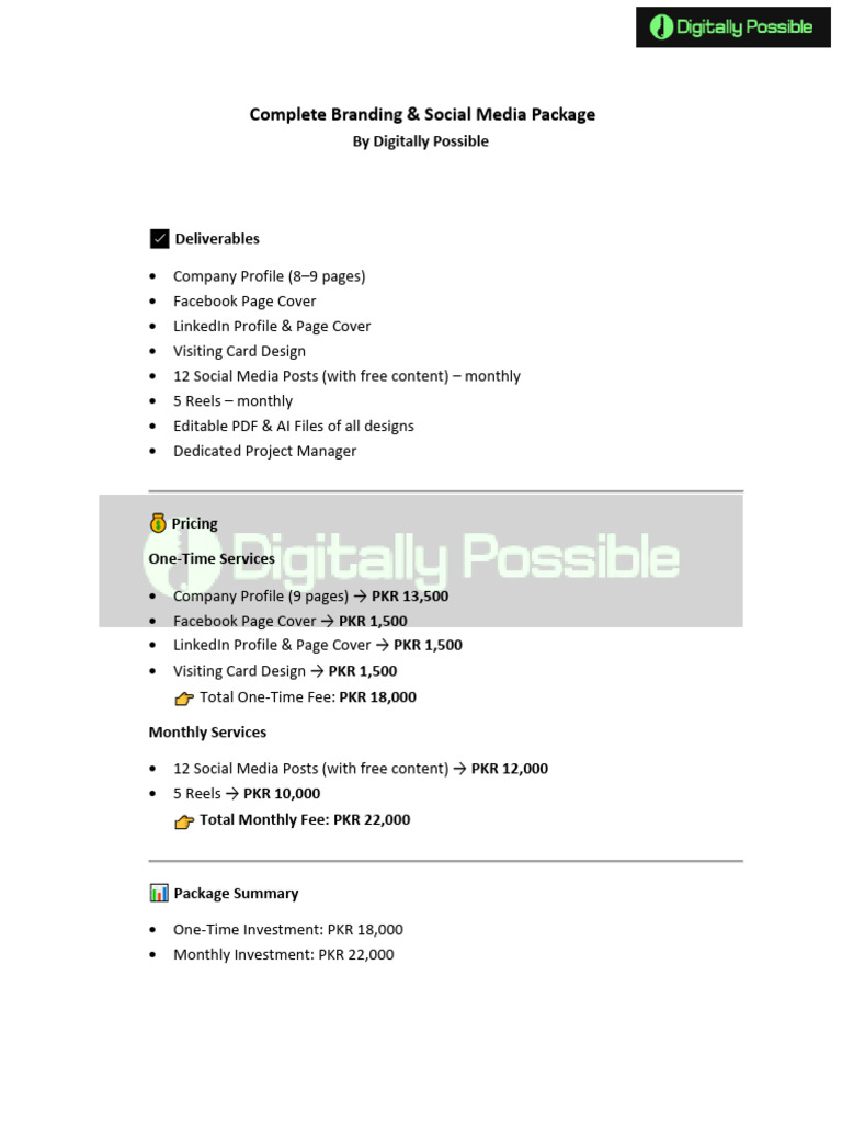 Complete Branding & Social Media Package | PDF