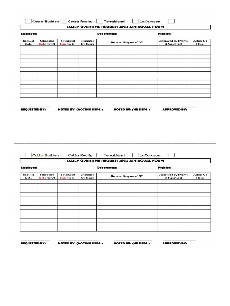 New OT Form | PDF