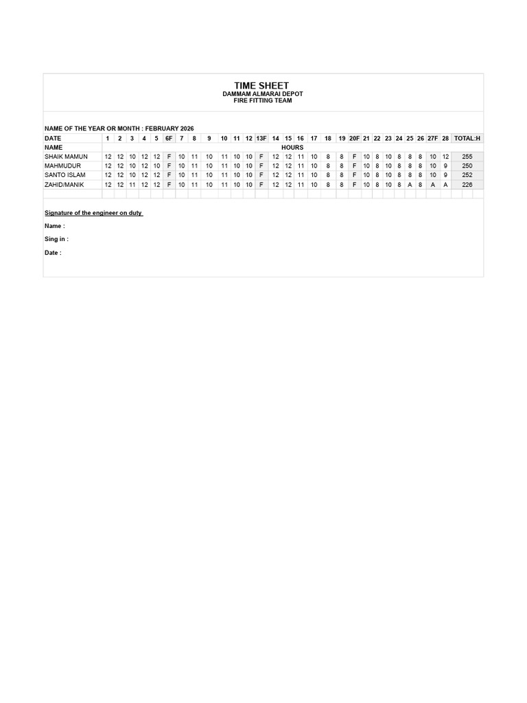 February Time Sheet PDF | PDF