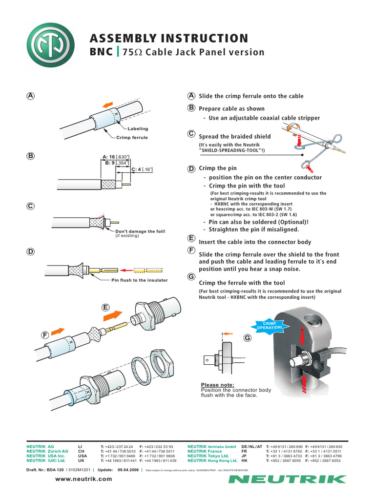 Bnc-Cable Jack Panel Version | PDF | Electrical Connector ...