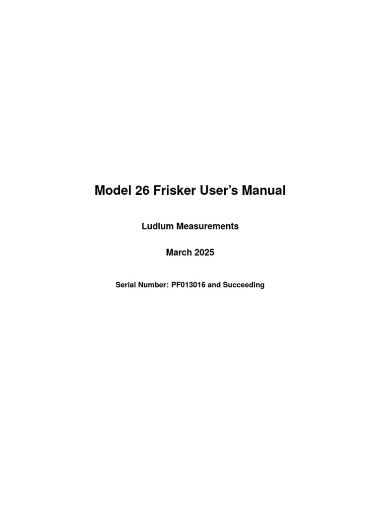 Ludlum - Model 26 Owner's Manual | PDF | Backlight | Radioactive ...