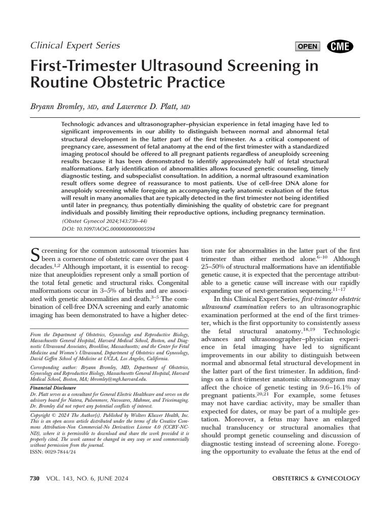 First Trimester Ultrasound Screening in Routine.4-2 | PDF | Medical ...