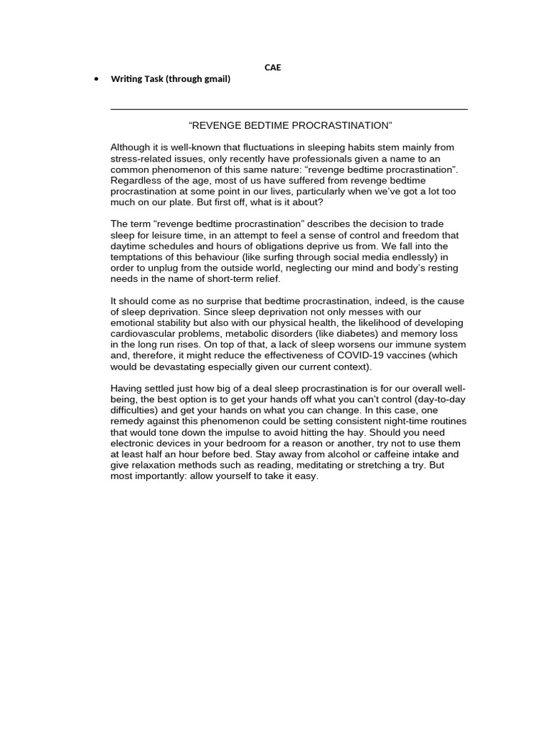 Cae Writing | PDF