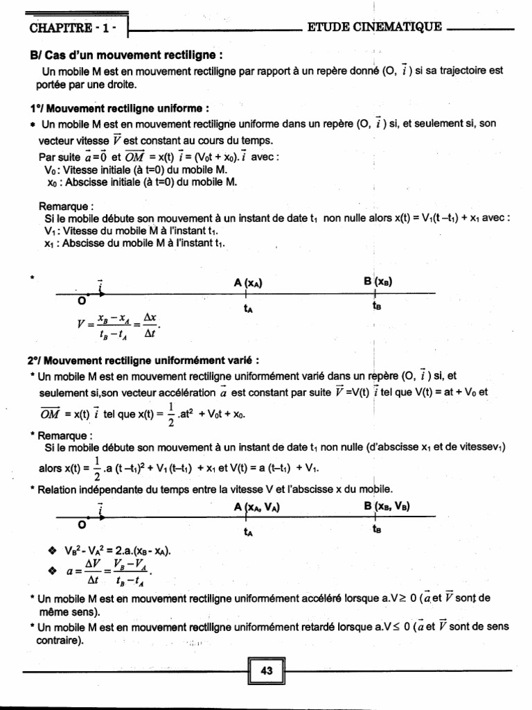 Exercices Mouvement Rectiligne Uniforme Et Uniformément Variée | PDF