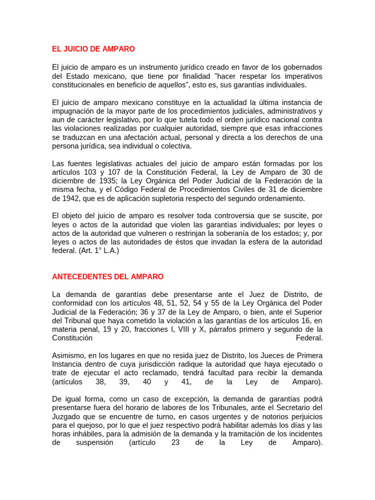 El Juicio de Amparo y Caso | PDF | Juez | Derecho Constitucional