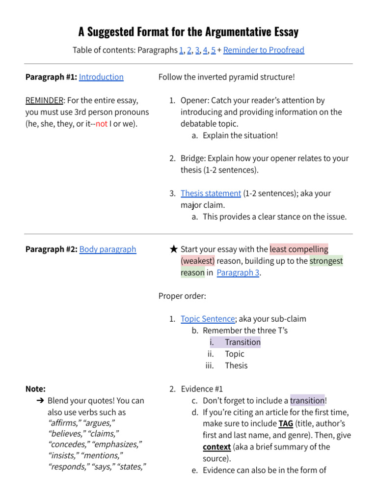 Argumentative Essay Format | PDF