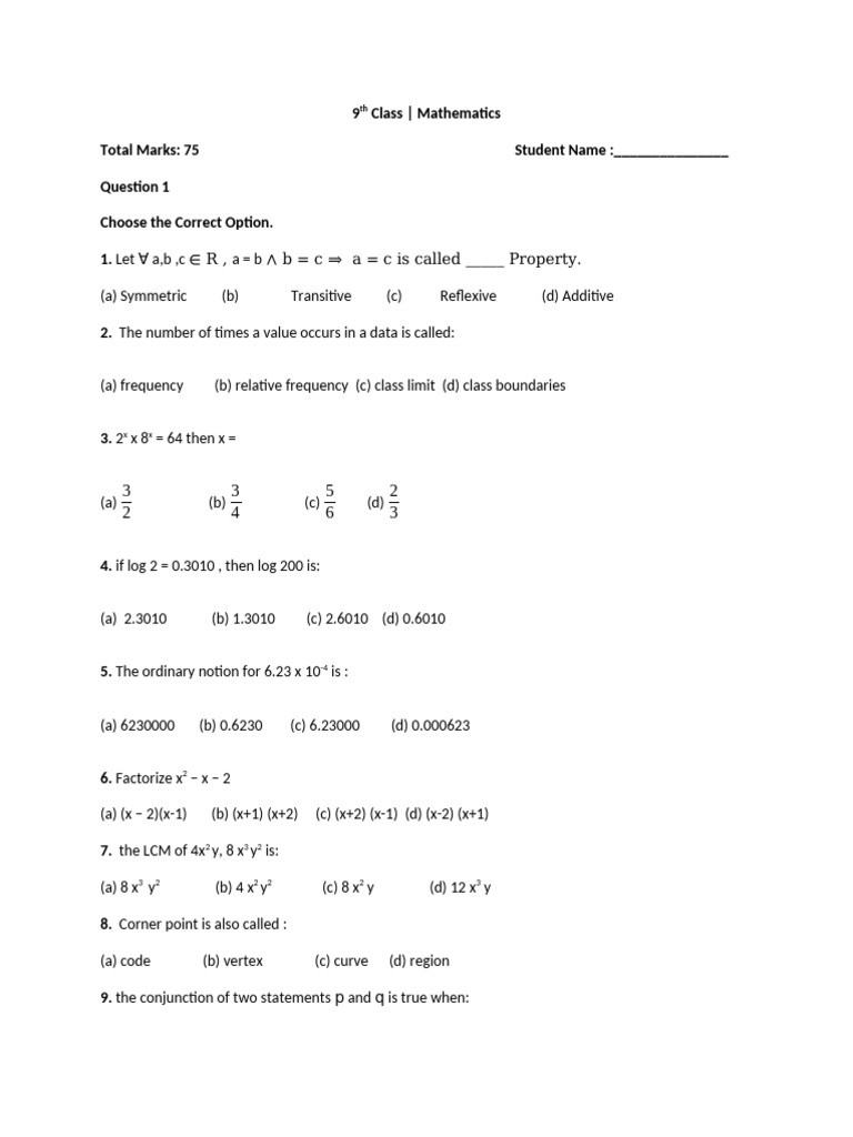 Math 9th Class | PDF | Factorization | Prime Number