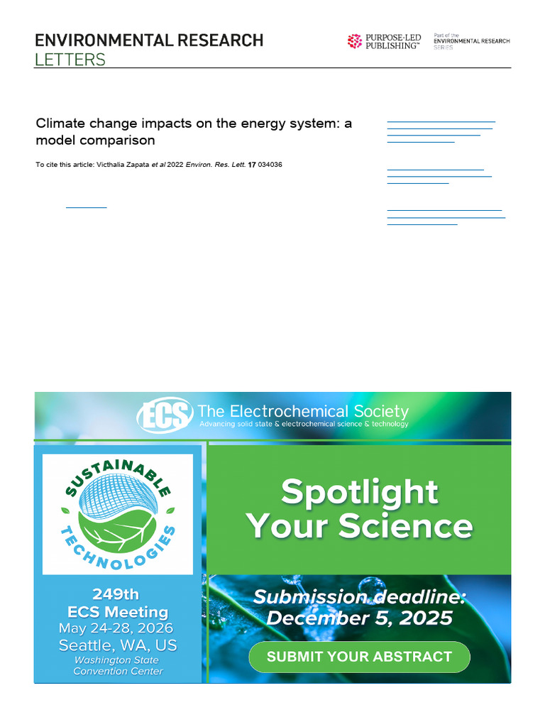 Climate Change Impacts On The Energy System: A Model Comparison | PDF ...