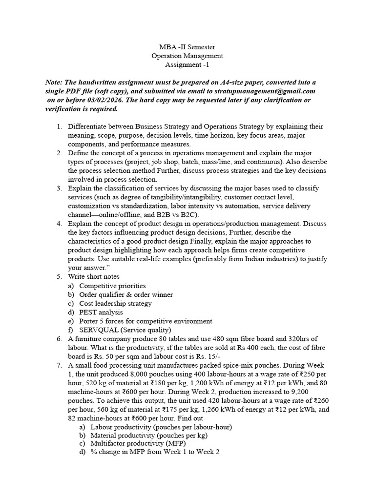 OPM Assignment - 1 | PDF