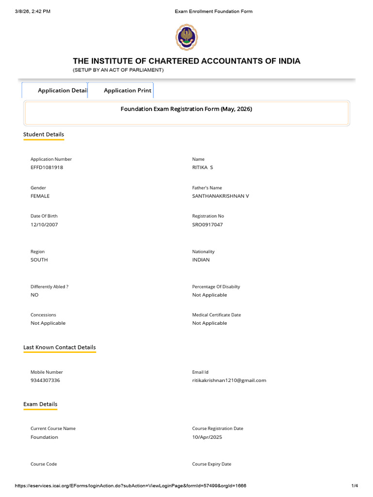 May 2026 Exam CA Foundation | PDF