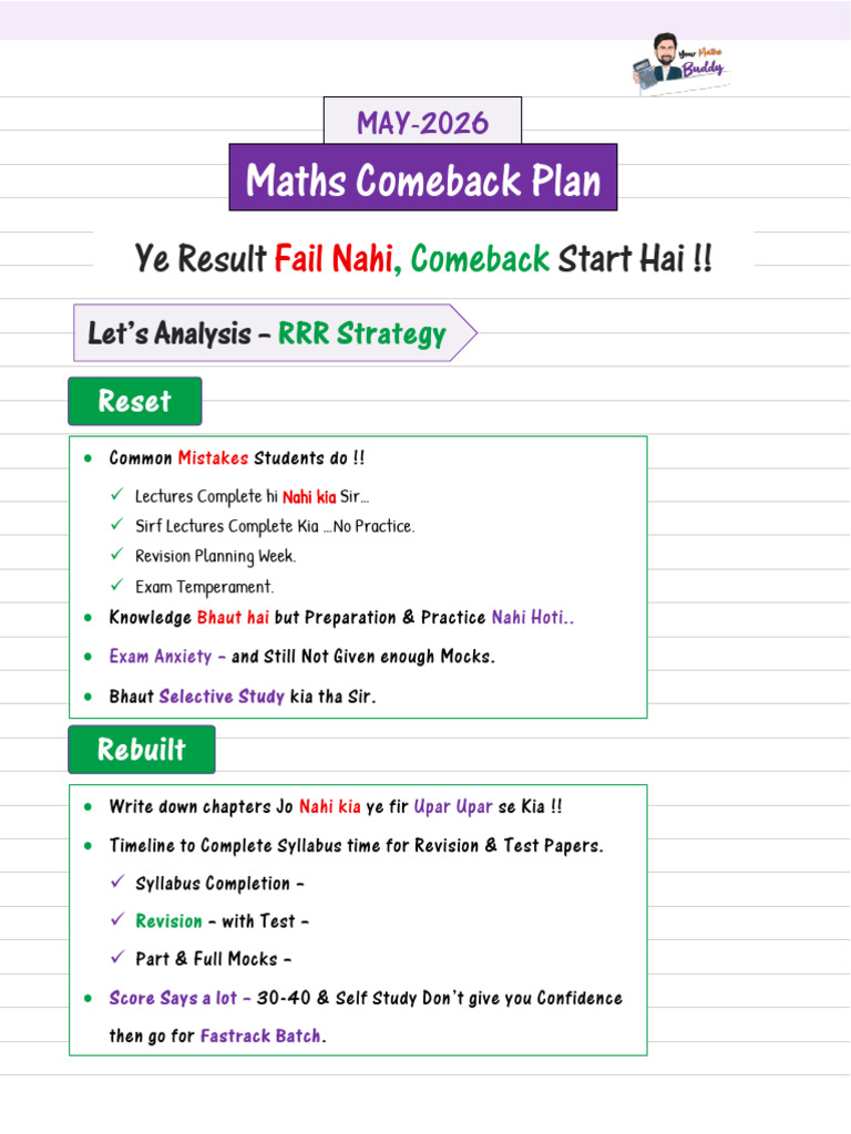 May 2026 Maths Comeback Plan | PDF | Statistics | Applied Mathematics