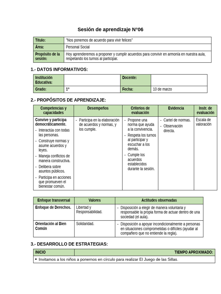 Sesion Normas de Convivencia | PDF | Evaluación