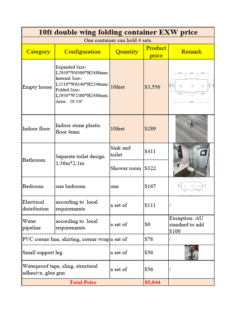10ft Expandable Container Quotation | PDF | Door | Window
