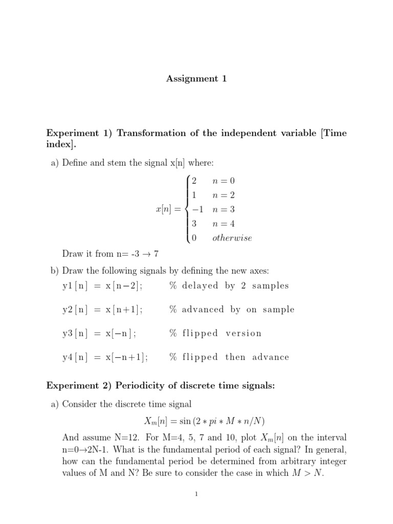 DSP Assignment 1 | PDF | Discrete Time And Continuous Time | Applied ...