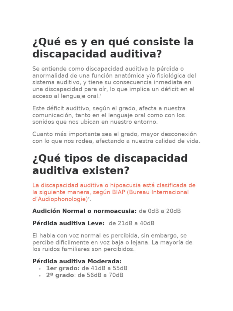 Discapacidad Auditiva | PDF | Escuchando | Ciencias del comportamiento
