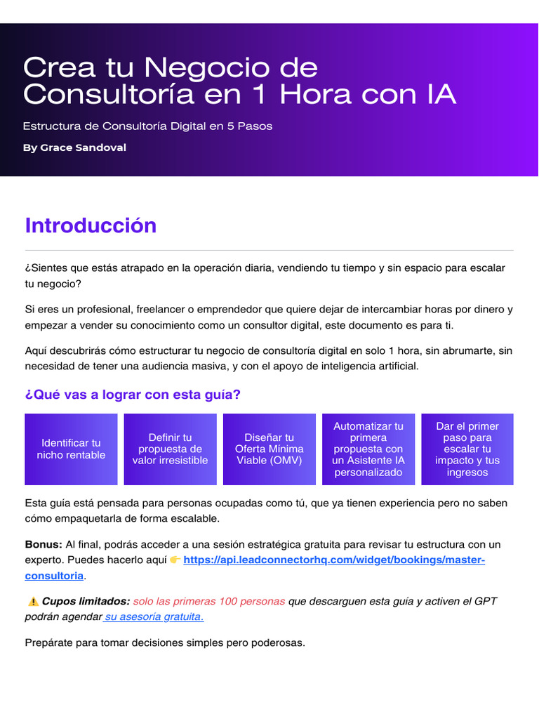 ? Crea Tu Negocio de Consultoría en 1 Hora Con IA | PDF | Inteligencia ...