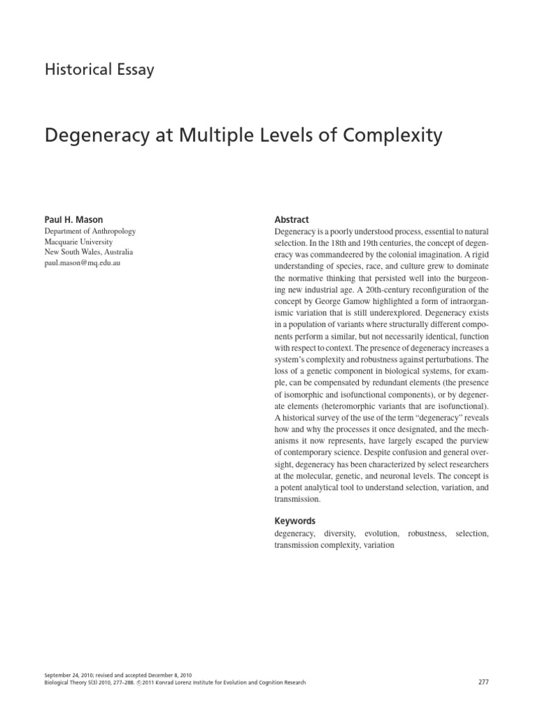 Degeneracy at Multiple Levels of Complexity | PDF | Genetic Code | Biology