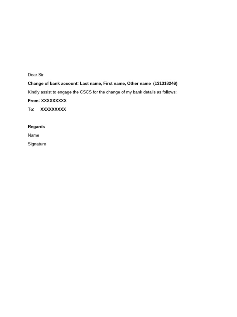 Change of Bank Account | PDF