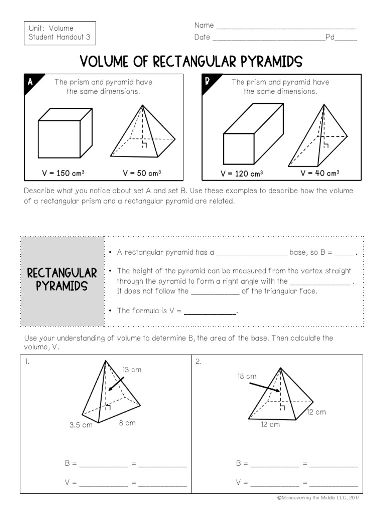 7.3 Volume of Rectangular Pyramids | PDF | Volume