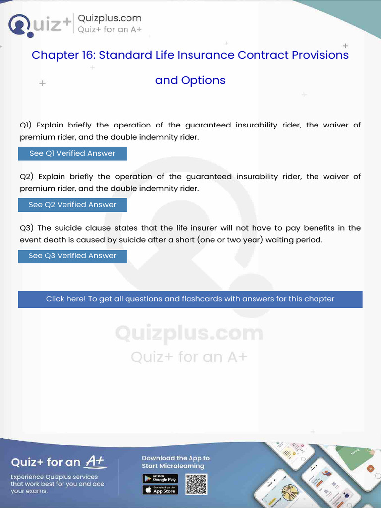 Explain Briefly The Operation of The Guaranteed Insurability Rider The ...