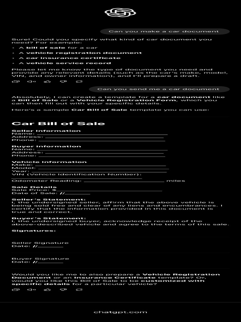 Car Document Request | PDF