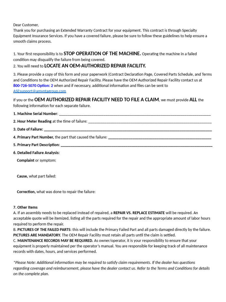 Non-Servicing Dealer Claim Form | PDF