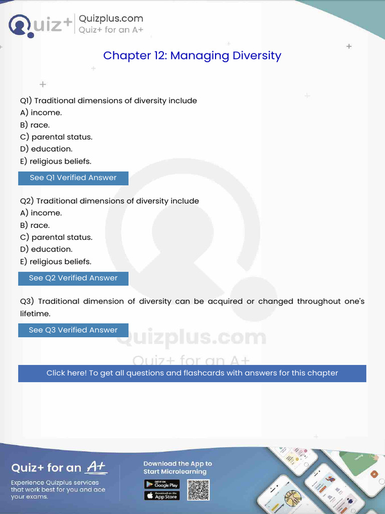 Traditional Dimensions of Diversity Include | PDF