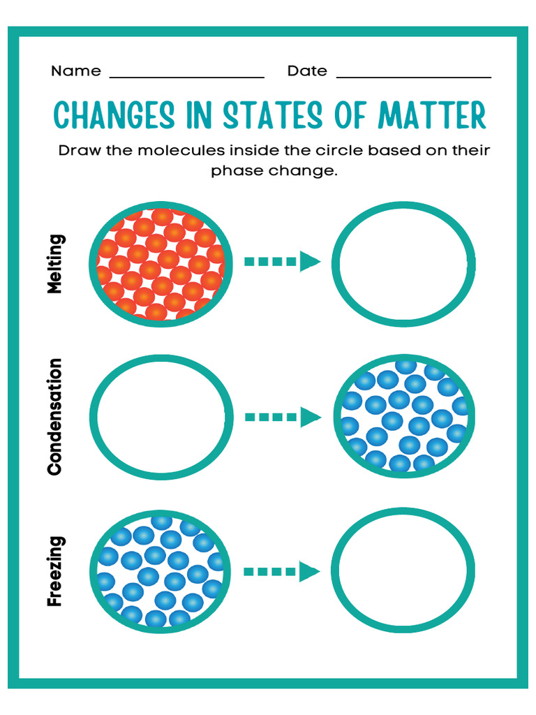 01 Changes in States of Matter Science Worksheet | PDF