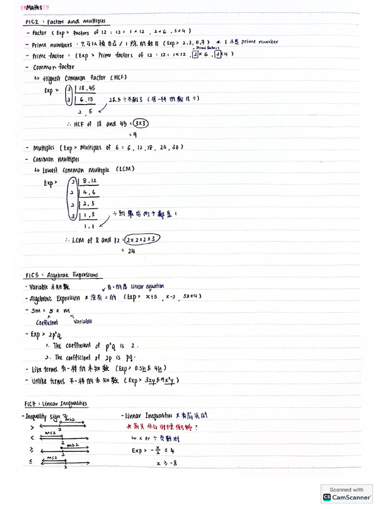 Maths F1-F5. | PDF