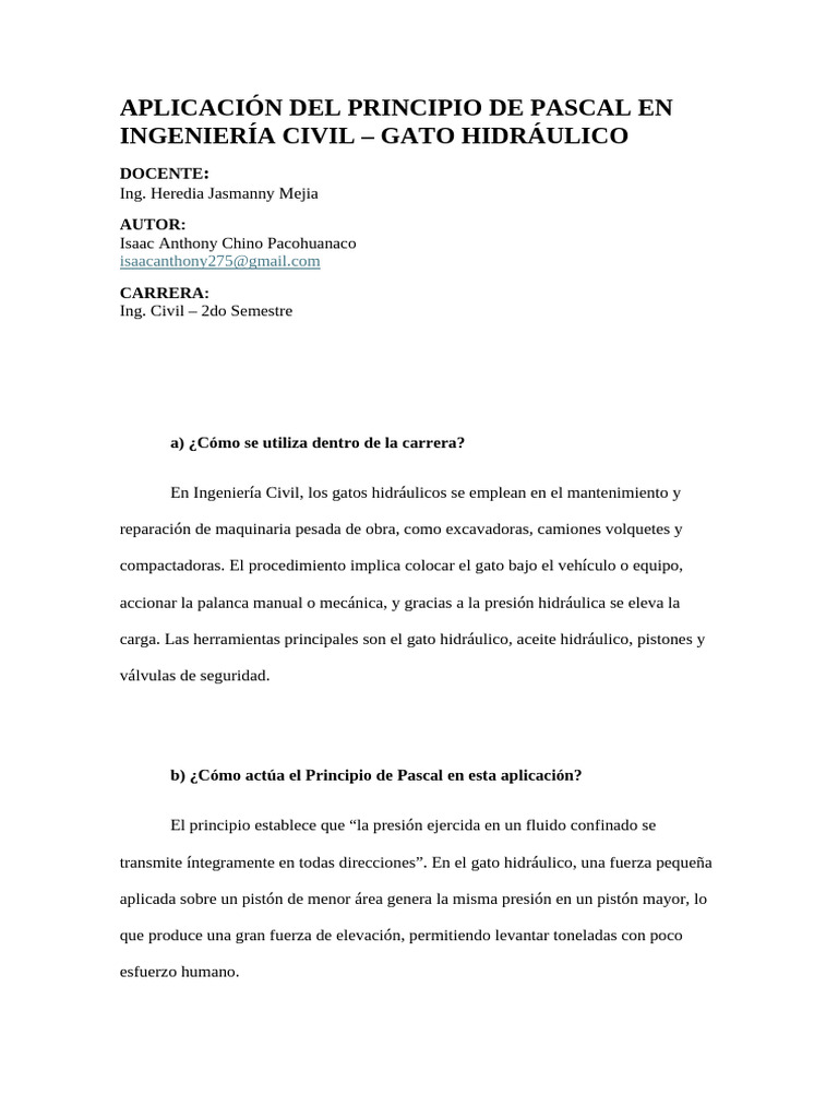 Informe Principio de Pascal Ing Civil | PDF