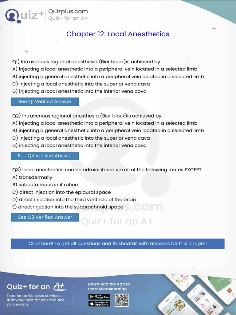 Intravenous Regional Anesthesia Bier Blockis Achieved by | PDF | Opioid ...