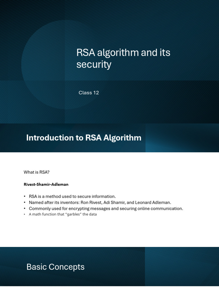 RSA Algorithm and Its Security | PDF