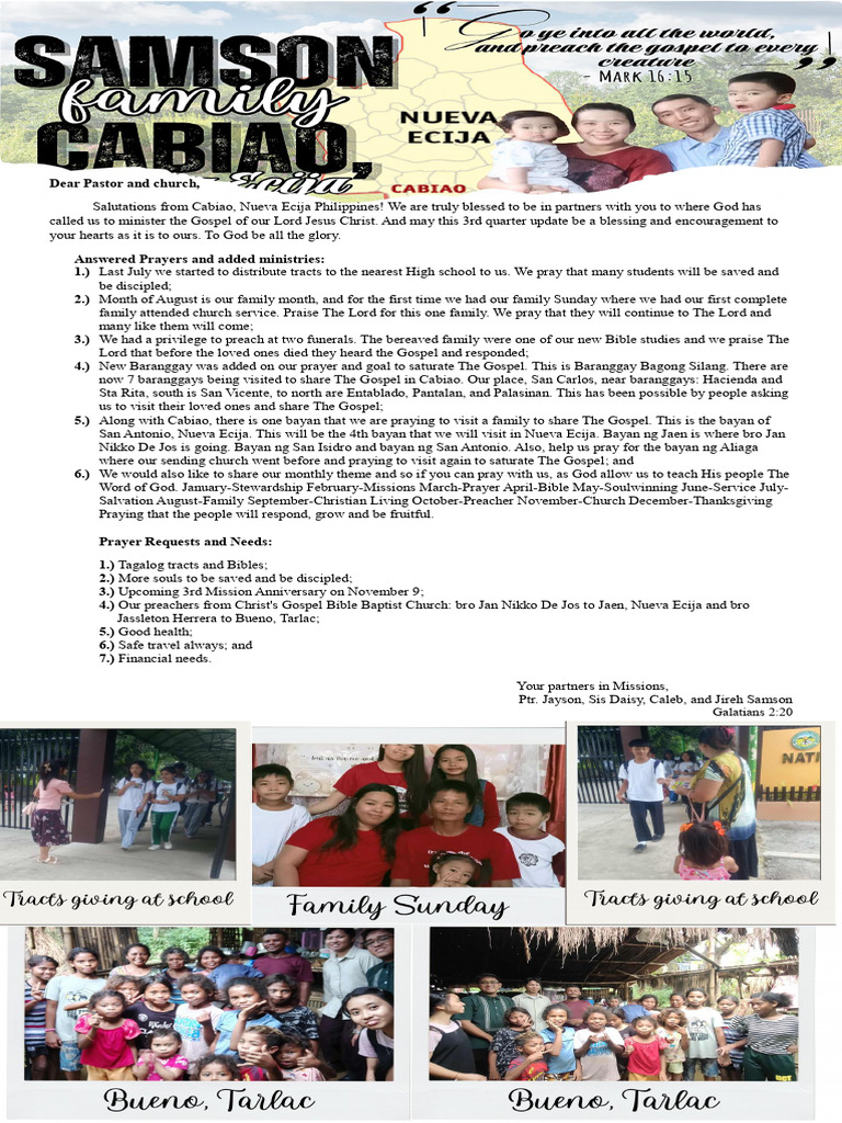 Pastor Jayson Samson Mission Report | PDF | Christian Belief And ...