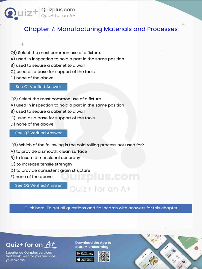 Select The Most Common Use of A Fixture | PDF | Gear | Drawing