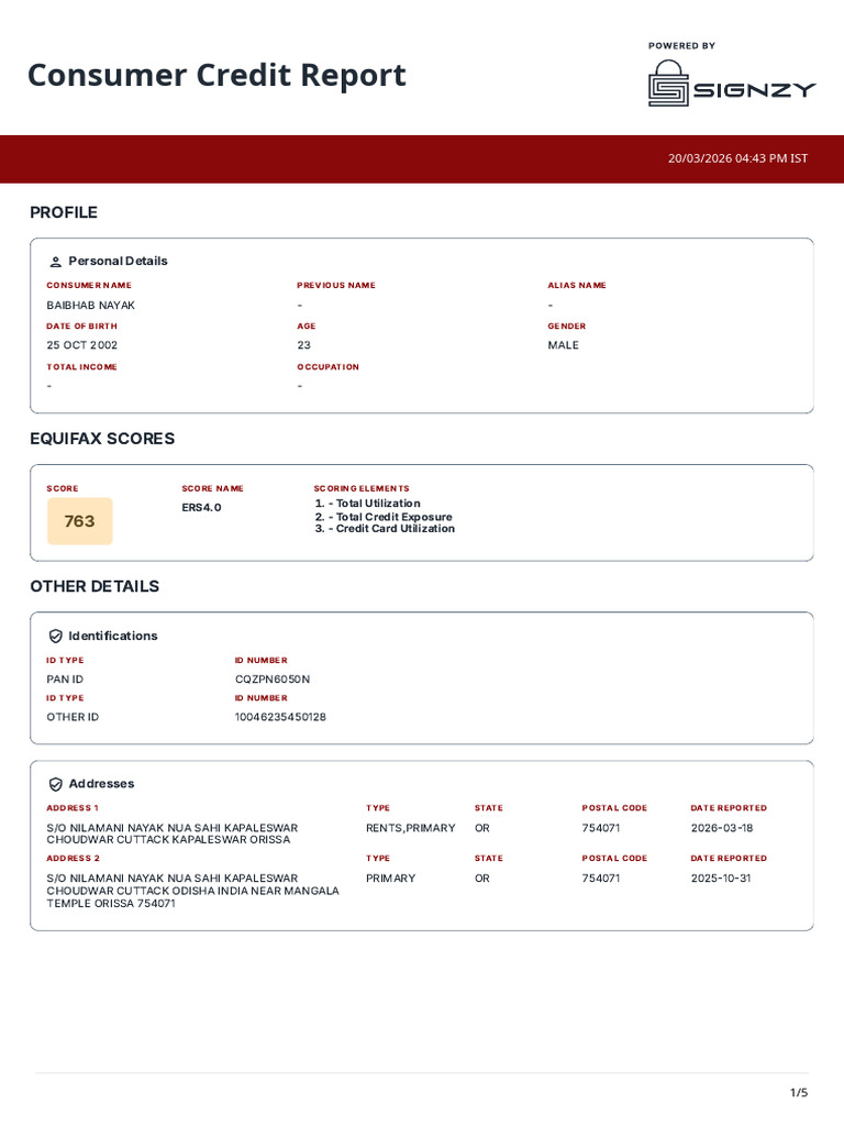 Credit Report | PDF | Credit History | Credit