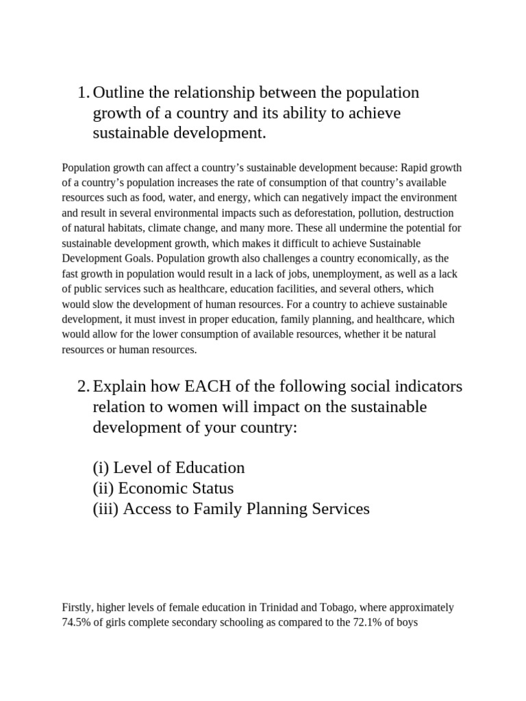 Outline The Relationship Between The Population Growth of A Country and ...
