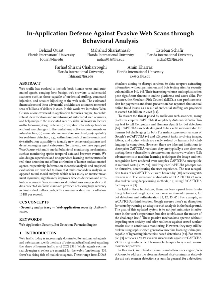 In-Application Defense Against Evasive Web Scans Through Behavioral ...